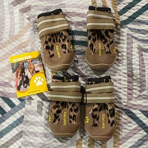 Qumy pets Leopard Print Dog Boots - Brown/Tan